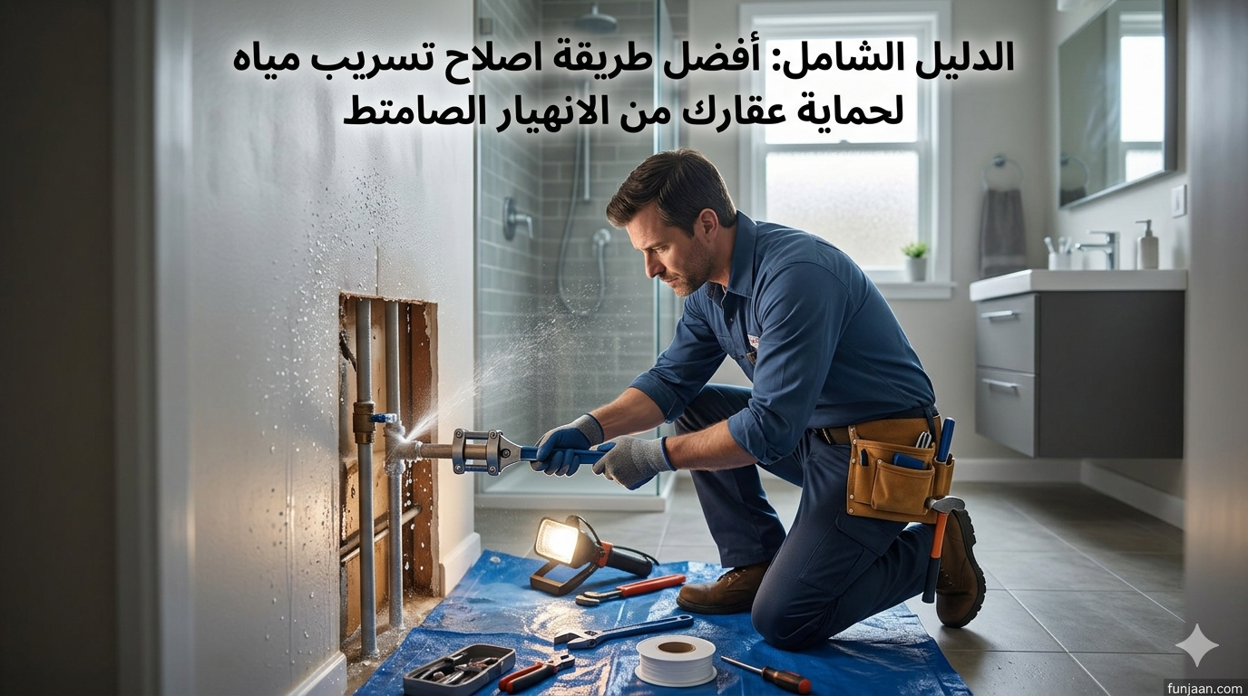 الدليل الشامل أفضل طريقة اصلاح تسريب مياه لحماية عقارك من الانهيار الصامت
